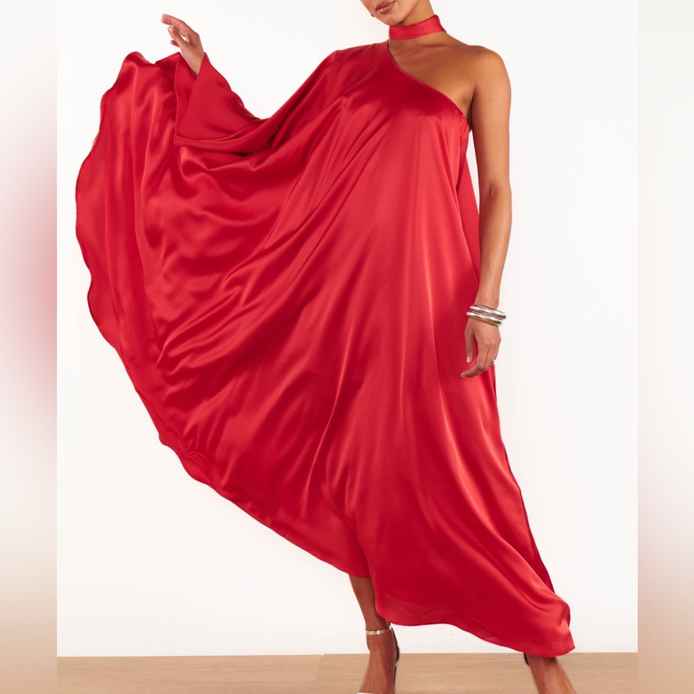 Show Me Your MuMu rhea Vibrant Red One-Shoulder Dress